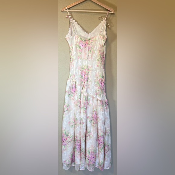 Lait Collection Lace Cream Pink Floral Dress New Size Large - Picture 3 of 5